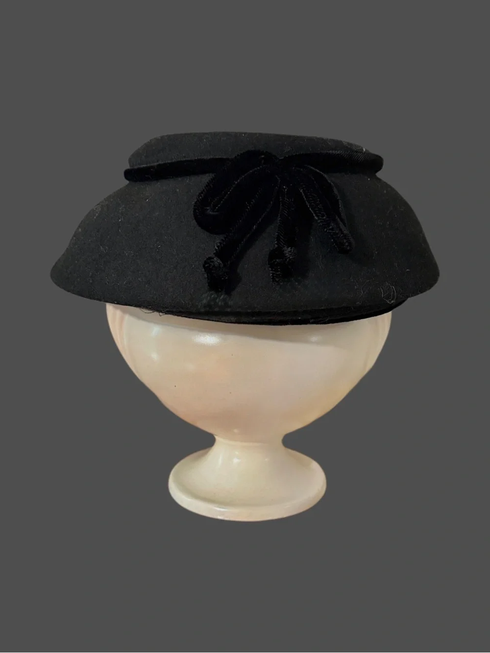 Vintage Black Velvet Bow Women's Hat